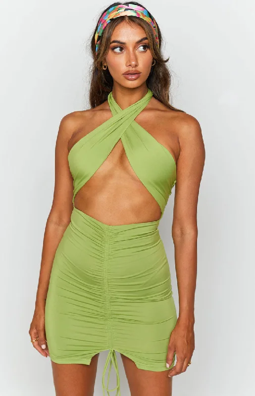 Mia Cross Neck Dress Green