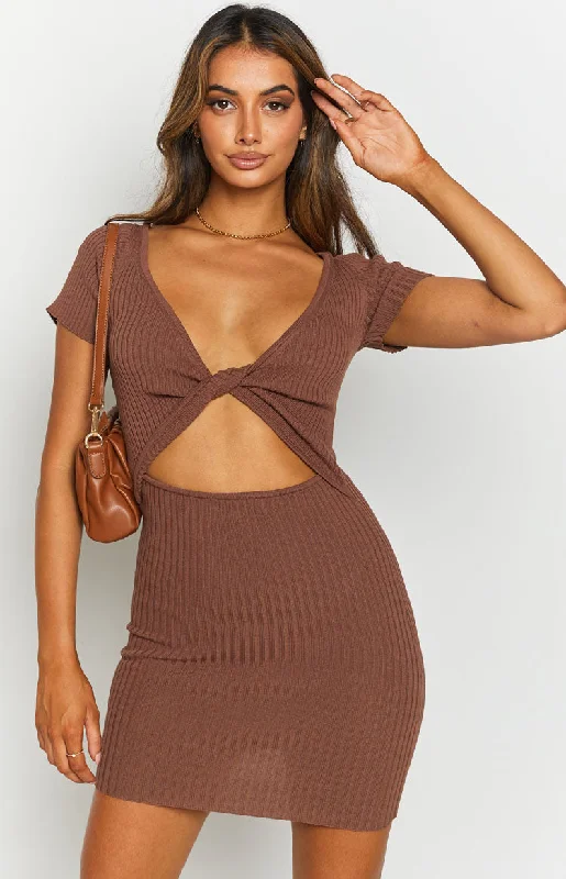 Antidote Reversible Twist Dress Brown