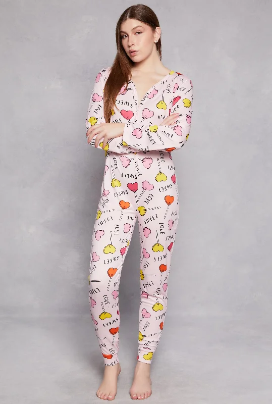 Sweet Love Lollipop Graphic Pajama Onesie