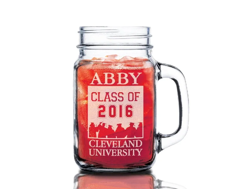 Graduate Class of 2022 Student Design Gift Engraved Mason Jar Glass Personalized Engraved Gift Party Favor College Graduation Gift