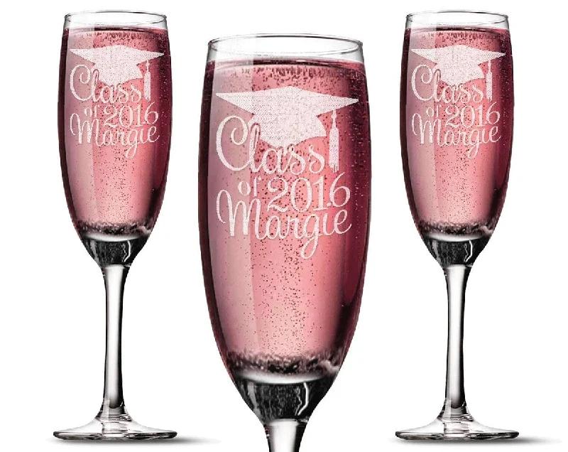 Class of 2022 College High School Grad Champagne Glass Present Graduation Gift for her him Sorority Graduate Flute Decoration Centerpiece