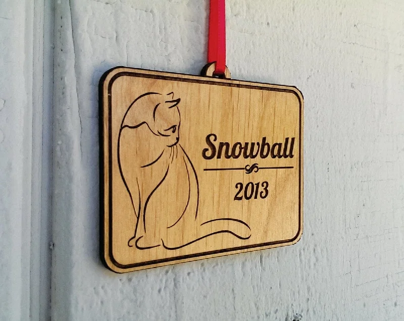 Personalized Pet Wood Ornament Gift Idea With Pet Name and Date Stocking Stuffer Engraved Cat Ornament Christmas Gift 2020 Holiday Gift