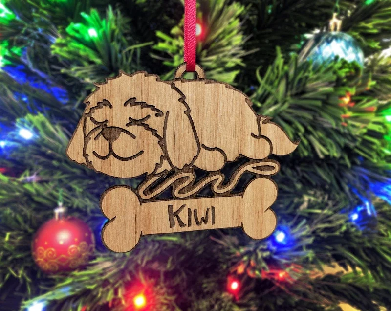 Maltese Christmas Rustic Maltese Mix Ornament Maltipoo Engraved Custom Holiday Gift Kids First Puppy Announcement Parent Gifts to Kids