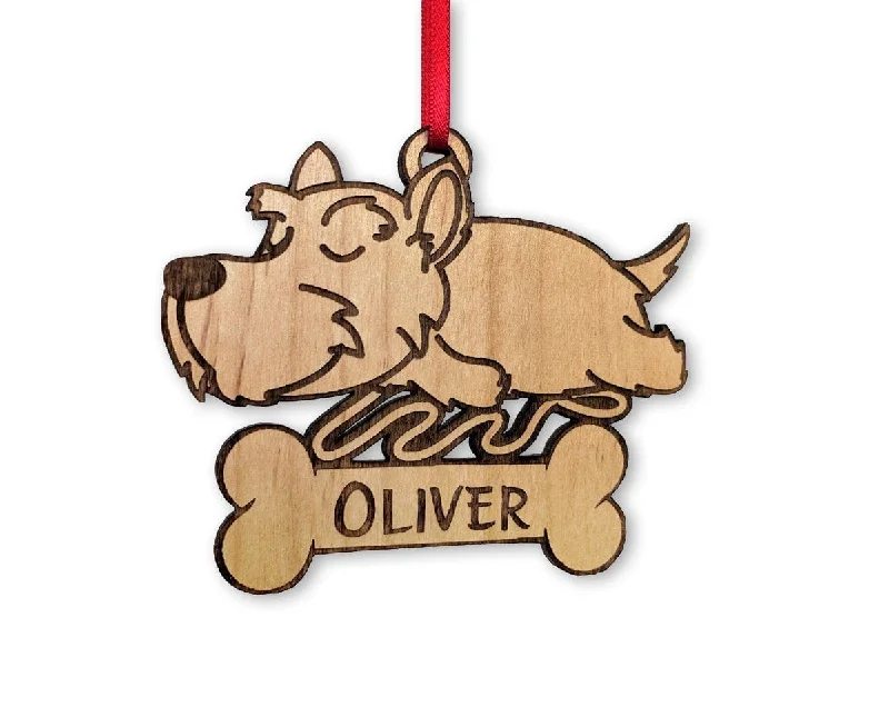 Christmas Ornament for Scottish Terrier Lover Wood Pet Anniversary Cute Sleeping New Puppy Rescued Gift for Dog Owner Terrier Tree Ornament