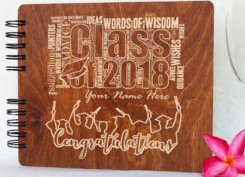 Graduation Gift Wooden Guest Book Rustic Personalized Class of 2022 Wood Graduation Decoration Supplies Guestbook Photo Album