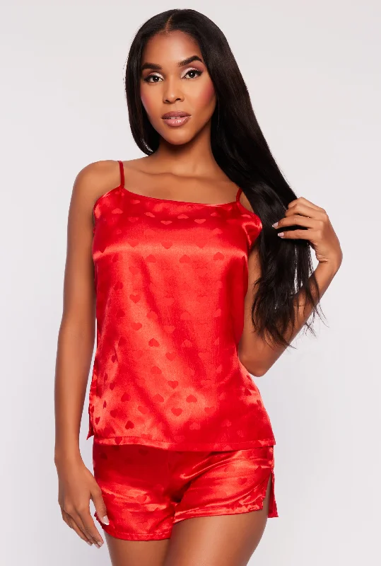 Satin Heart Pajama Cami with Shorts