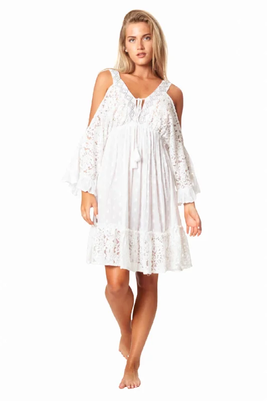 Lisa Open Shoulder Lace Mini Dress