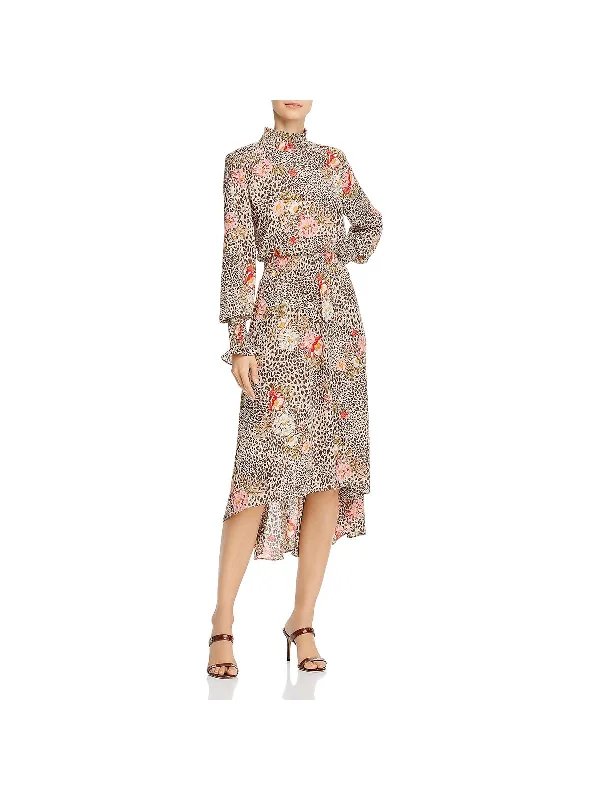 Womens Hi-Low Floral Midi Dress