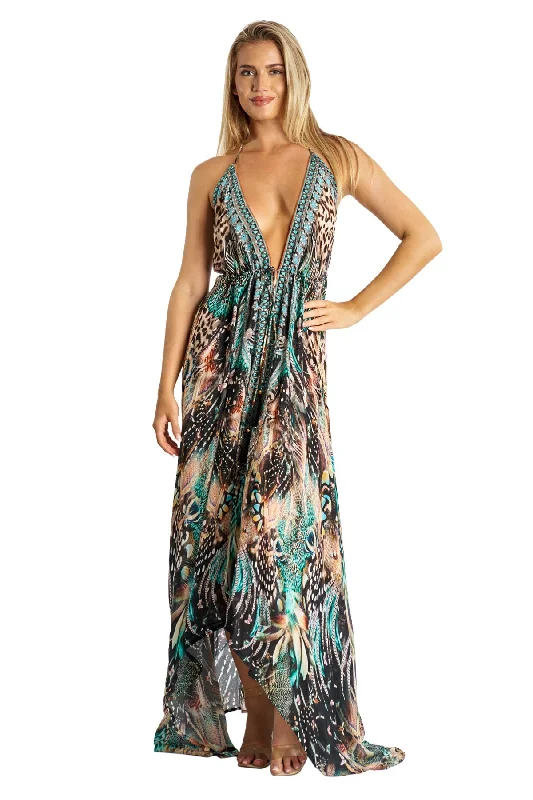 Voile  Halter Maxi Dress