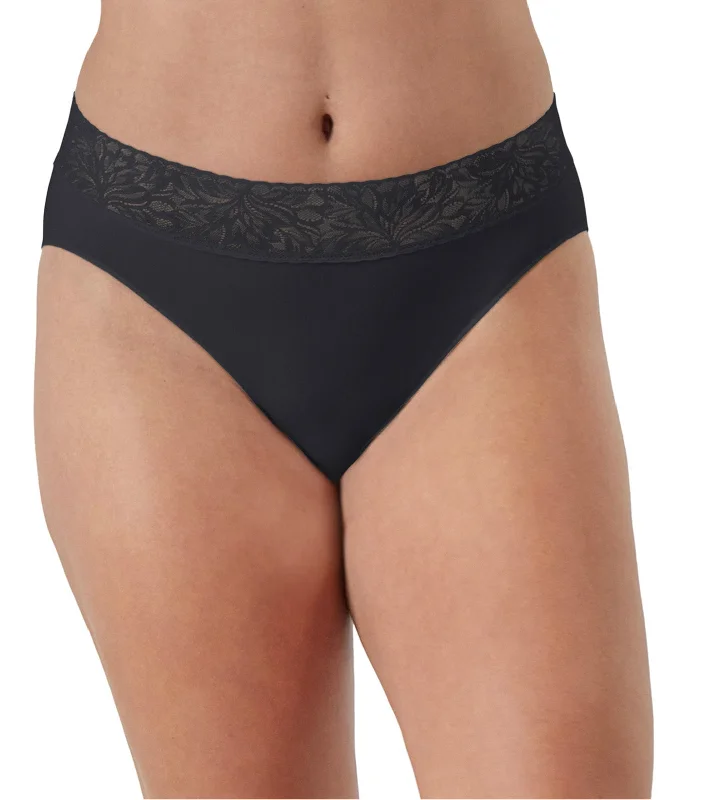 Bali Modern Seamless Lace Trim Hi-Cut Underwear Black