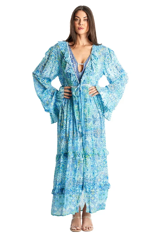 Juno Ruffles Long Sleeve Maxi Dress