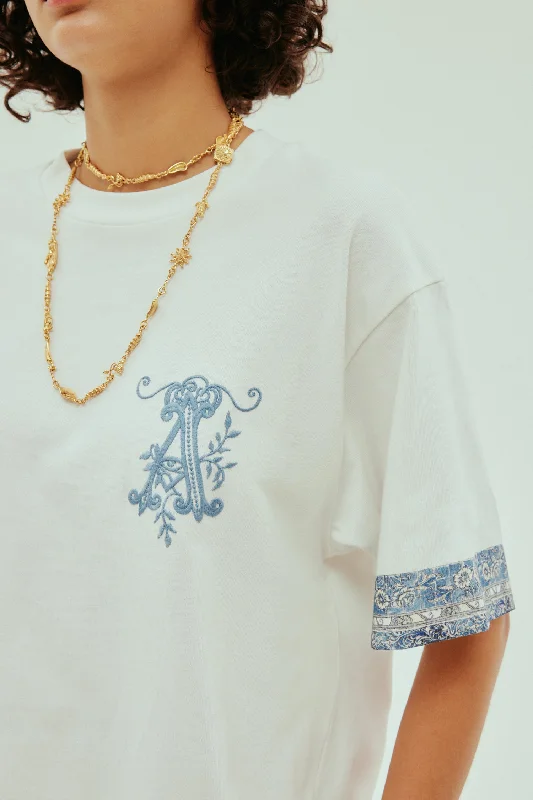 Alémais Casa Embroidered Tee - Cream