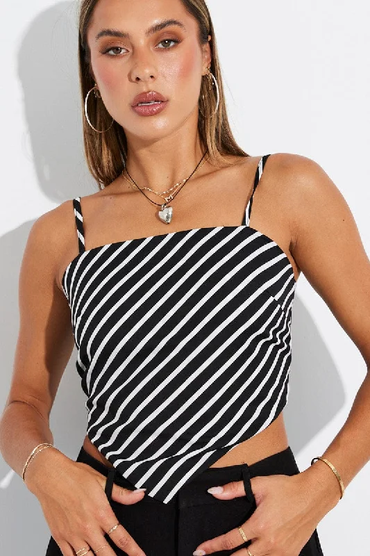 Black Stripe Scarf Cami Top Singlet