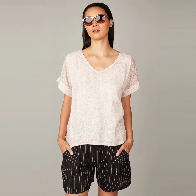 Essential Summertime Linen + Woven Top (Petal)