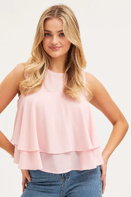 Pink Peplum Top Sleeveless