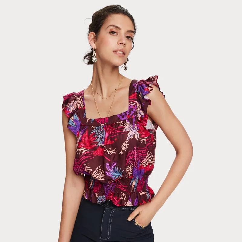 Printed Ruffle Top