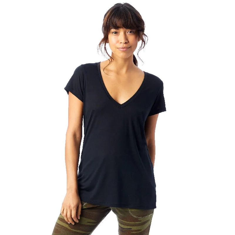 Slinky Jersey V-Neck T-Shirt (Black)