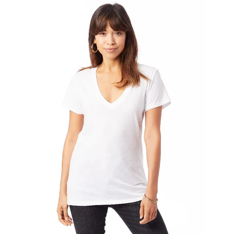 Weathered Slub So Low V-Neck T-Shirt (White)