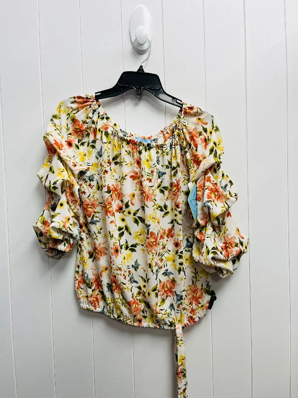 Top Long Sleeve By Cece In Orange & Yellow, Size: S