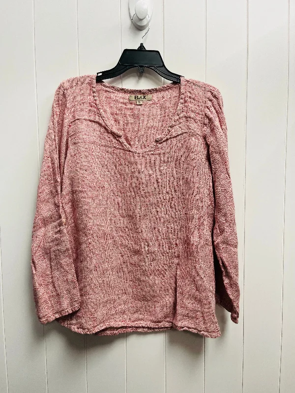 Top Long Sleeve By Flax In Red & White, Size: S