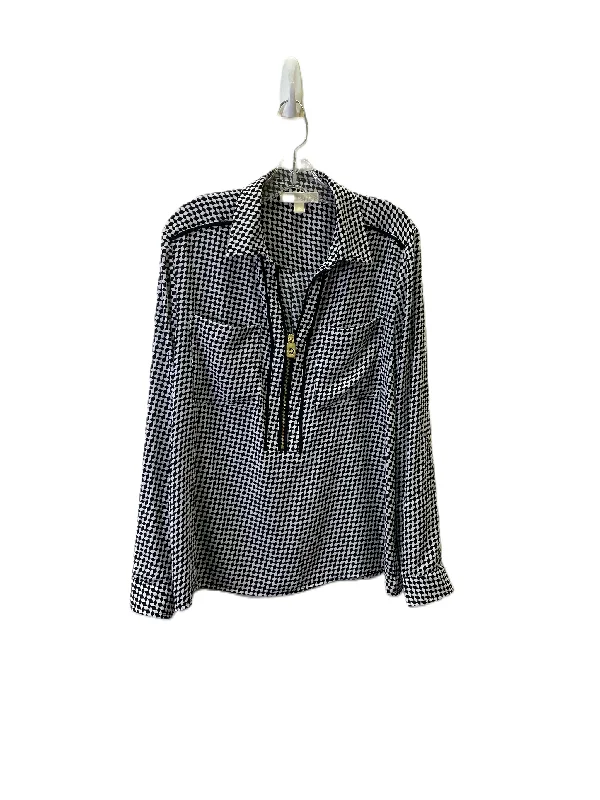 Top Long Sleeve By Michael Kors In Black & White, Size: Xl