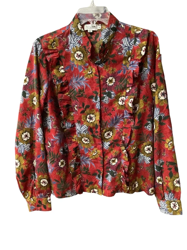 Top Long Sleeve By Molly Bracken In Floral Print, Size: M